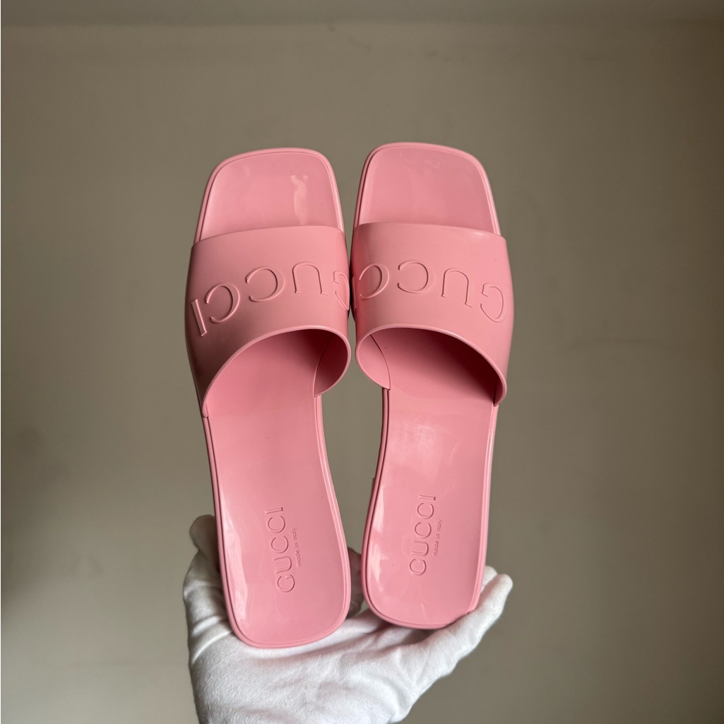 Gucci Pink Rubber Platform Slide Sandal Heels - Women Eu 40 Us 10